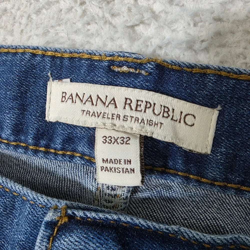 Banana Republic Traveler Straight Jeans Mens 33/32 Blue Stretch‎ Denim Pants